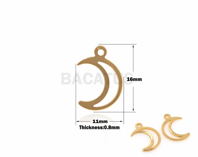 1PCS Moon Pendant Crescent Charm Pendant Suitable for Bracelet Necklace Ear Making Supplies 18K Gold Filling Moon Charm 16x11x0.8mm