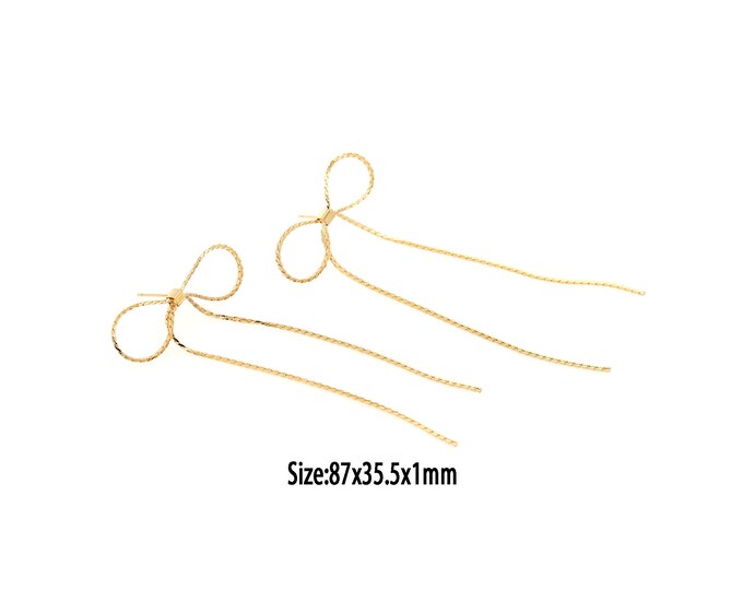 1pair 18K Gold Filled Bow Stud Earring,Gold Bow Stud Earring,Tassel Stud Earring,Gift for Her