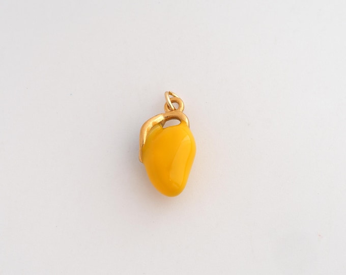 Stainless Steel Mango Pendant,Enamel Fruit Charms,Mango Charms for DIY Jewelry Making Supply,18.4x8.7x6.5mm