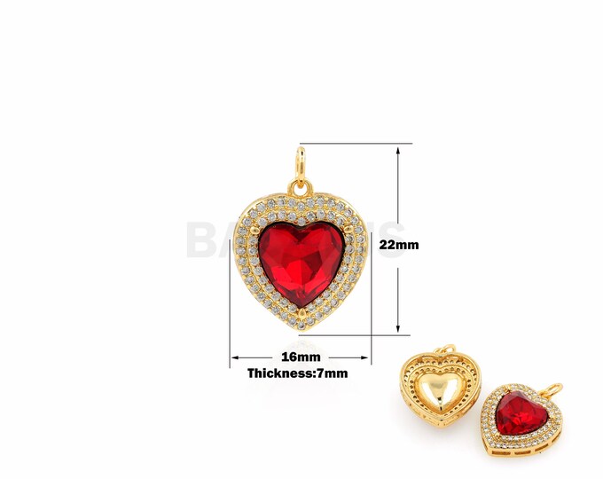 Love Gemstone Pendant Cubic Zirconia Is Suitable For Bracelets, Necklaces, Jewelry Making Supplies, Heart-Shaped Necklace Accessories