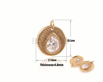 1PCS Micro-Pave Round Drop Pendant, CZ Teardrop Necklace, Round Charm, Suitable For Jewelry Making Products 20x17.8x4.8mm