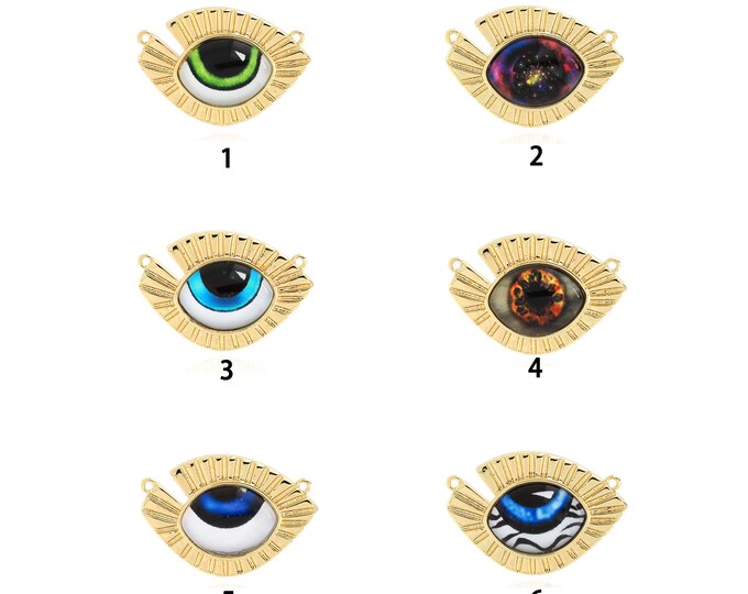 18K Gold Filled Devil Eye Pendant,Gold Dainty Eye Charms,Simple pendant Bracelet Necklace for DIY Jewelry Making Supply