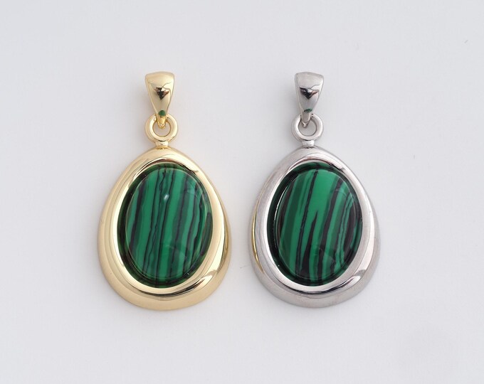 1Pcs Round Swelling Pendant 18K Gold Filling Turquoise Bracelets Necklaces Jewelry Making Supplies Oval Necklaces Jewelry 29.2x16x5.6mm