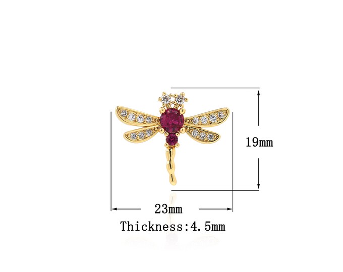 18K Gold Filled Dragonfly Pendant,Gold Dainty Insect Charms,Dragonfly Charm Bracelet Necklace for DIY Jewelry Making Supply