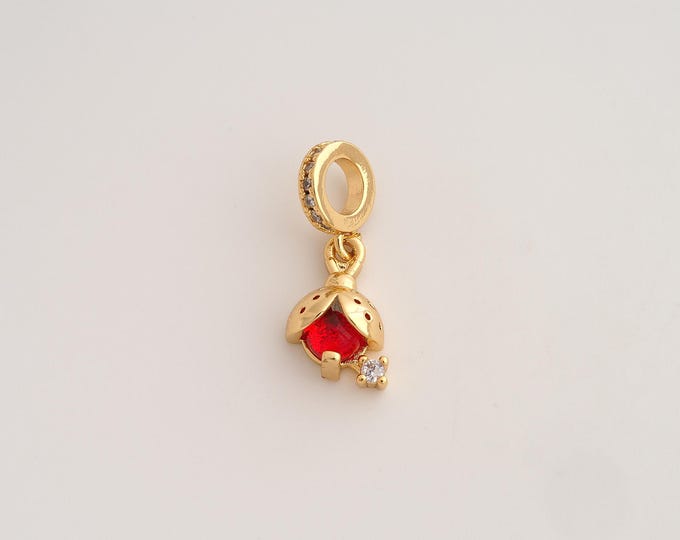 18K Gold Filled Ladybug Charm,Dainty Insect Pendant,CZ Ladybug Pendant ,DIY Jewelry Supplies,22.6x9.2x5mm