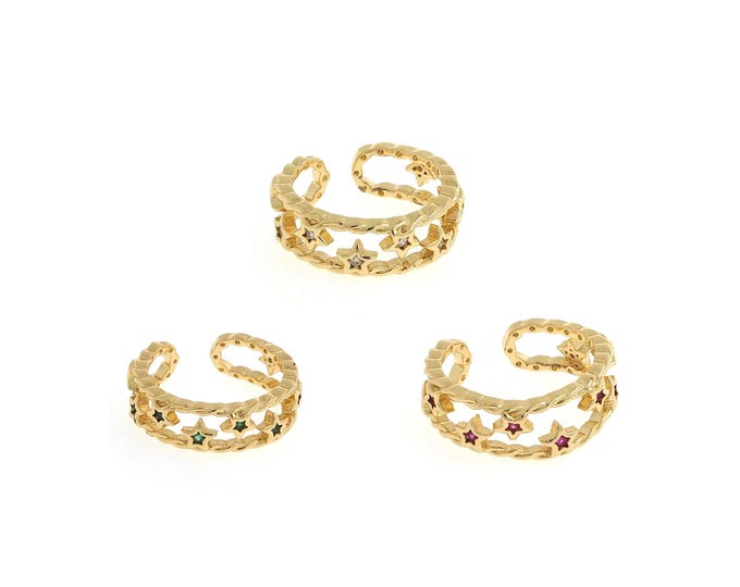 18K Gold Filled Star Ring,Gold Dainty CZ Open Ring,Simple Ring,Gift for Her