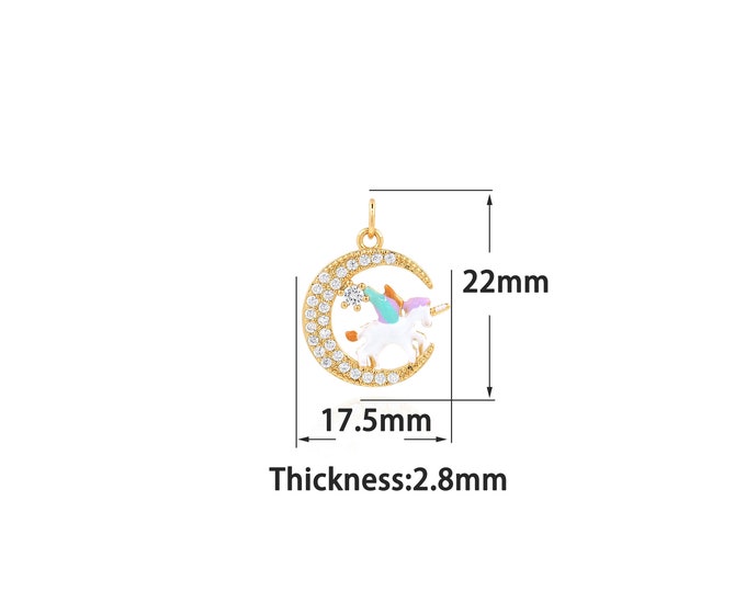 18K Gold Filled Unicorn Pendant,Gold Dainty Unicorn Charms,Simple pendant Bracelet Necklace for DIY Jewelry Making Supply