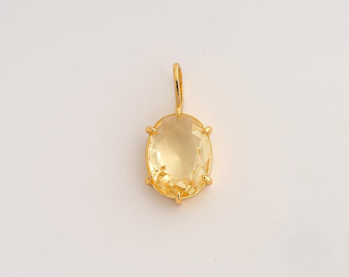 18K Gold Filled Natural Stone Charm,Dainty Energy Stone Pendant,Oval Stone Pendant ,DIY Jewelry Supplies,27.7x12.8x6.6mm