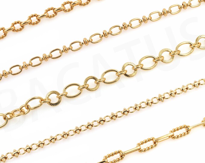 1 Meter DIY Gold Chain,Discovery Chain,18K Gold Filled Gold Chain, Semi-Finished Necklace And Bracelet Making Supplies
