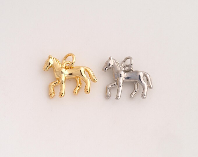 18K Gold Filled Horse Charm,Dainty Animal Pendant,Horse Pendant ,DIY Jewelry Supplies,14.6x16.6x4.2mm