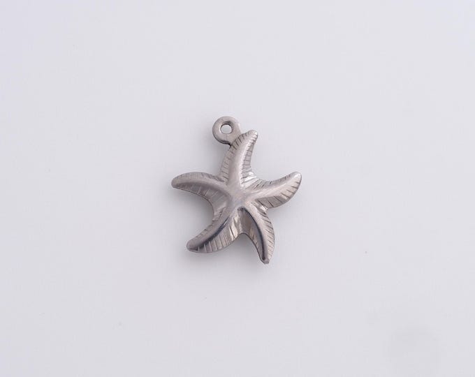 25 pcs Stainless Steel Starfish Pendant,Starfish Charms,Starfish Charm Bracelet Necklace for DIY Jewelry Making Supply,17x14x3.6mm