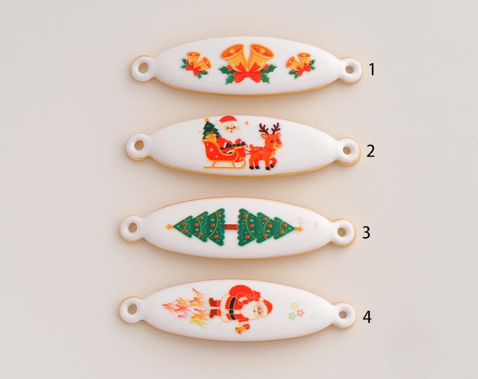 18K Gold Filled Christmas Themed Connector,Enamel Christmas Connector,Christmas Themed Connector for Jewelry Making 42.2x11.5x2.7mm