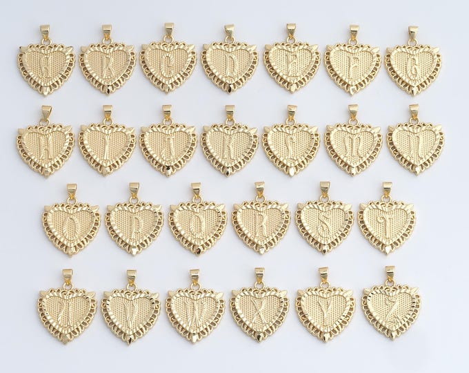 Initial Pendant,18K Gold Filled Letter Necklace, Alphabet Pendant, DIY jewelry Making Accessories,28.6x22.2x3mm