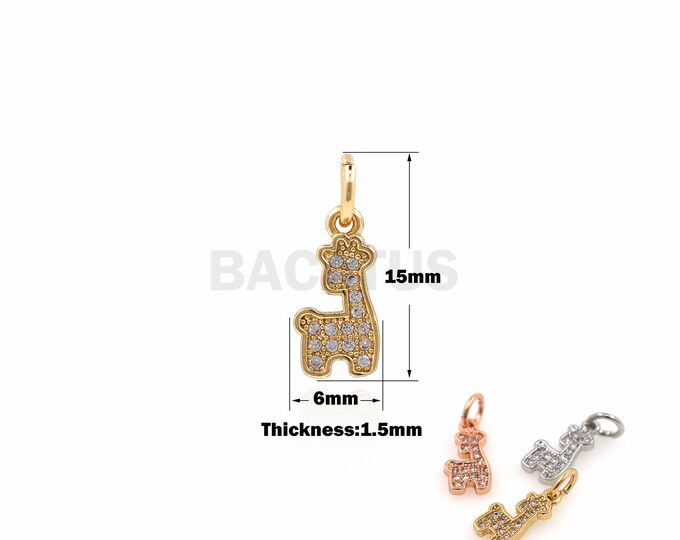 1PCS Sika Deer Pendant Giraffe Necklace Small Animal Jewelry DIY Jewelry Making Deer Charm 18K Micro-Pave Gold Filling 15x6x1.5mm