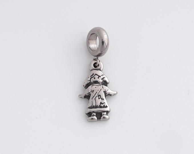 Stainless Steel Character Pendant,Girl Charms,Character Charm Bracelet Necklace for DIY Jewelry Making Supply,28x11.3x2.3mm