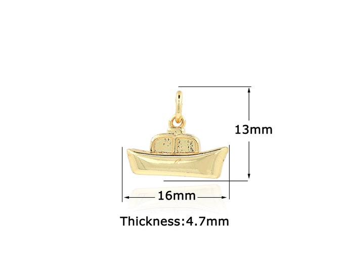 18K Gold Filled Boat pendant,Gold Dainty Boat Charms,Simple pendant Bracelet Necklace for DIY Jewelry Making Supply