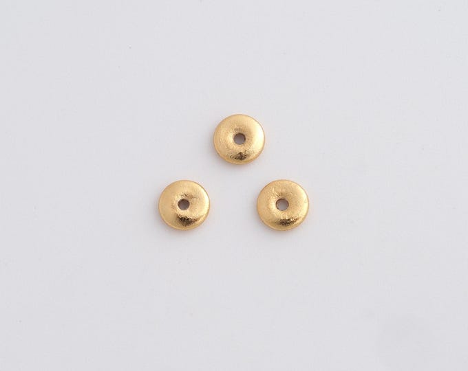 10 pcs 18K Gold Filled Round beads,Flat Beads,Large Hole Beads,DIY Bracelet Necklace Earrings Jewelry Making,5x1.3mm