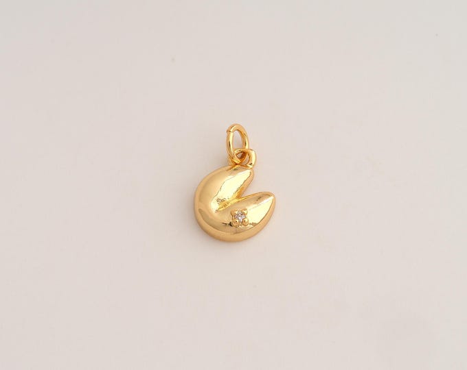 5 pcs 18K Gold Filled Fortune Cookie Charm,Dainty Fortune Cookie Pendant,CZ Fortune Cookie Pendant ,DIY Jewelry Supplies,15x10.2x4mm