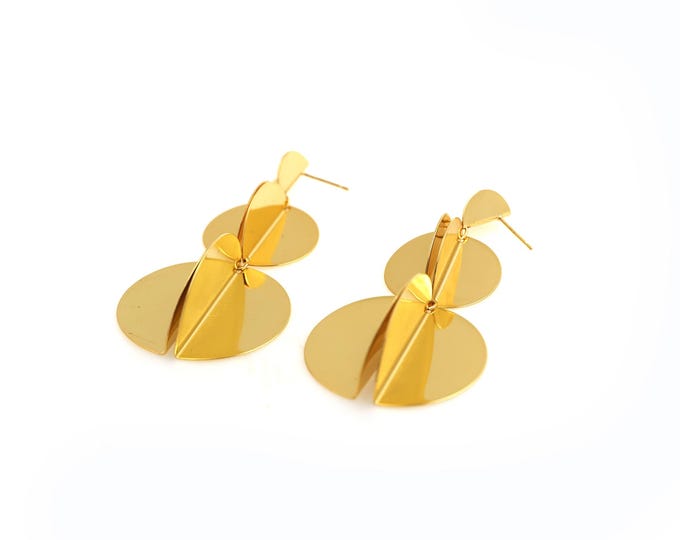 Dainty Boho Earrings,Pendant Earrings, Drop Earrings, 18K Gold Filled Round Back Earrings, Gift For Her,79.4x38x19.5mm