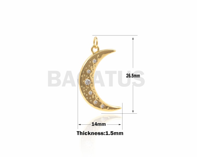 1PCS Half-Moon Pendant, Covered With Moon Ornaments, Crescent-Shaped Charm, Crescent-Shaped Necklace, DIY Making Supplies 26.5x14x1.5mm