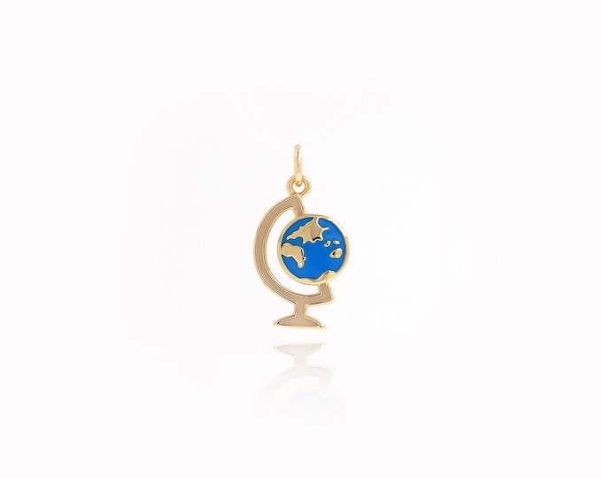 World Map Pendant Globe Pendant 18K Gold Filled Map Charm Enamel Charms,Earth Necklace DIY Jewelry Making,21.2x11.2x2mm