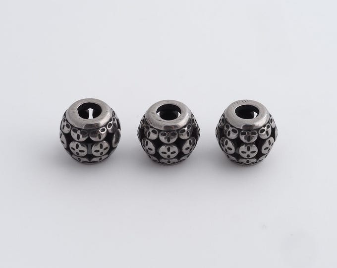 1 pcs Stainless Steel Retro Ball Spacer Beads,Silver Round Beads,Ball Beads DIY Bracelet Necklace Earrings Jewelry Making,9.4x8.5mm