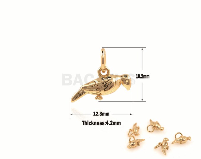 1PCS Mini Bird Pendant, Bird Necklace, Golden Bird Charm, Dove Necklace, Suitable For Jewelry Making Supplies 10.2x12.8x4.2mm