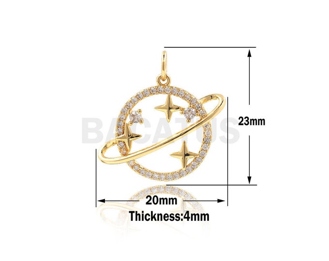 Planet Pendant, Planet Pendant, Galaxy Pendant, Universe Charm, Minimalist Pendant, Jewelry Making 23x20x4mm 1PCS
