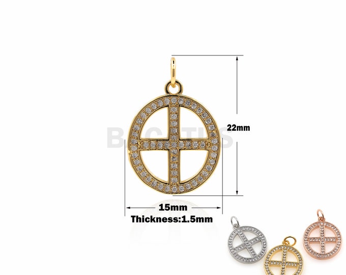 1PCS Earth Alchemy Pendant 18K Gold Filled Earth Necklace, Alchemy Pendant, Earth Pendant Cubic Zirconia Pendant Charm 22x15x1.5mm