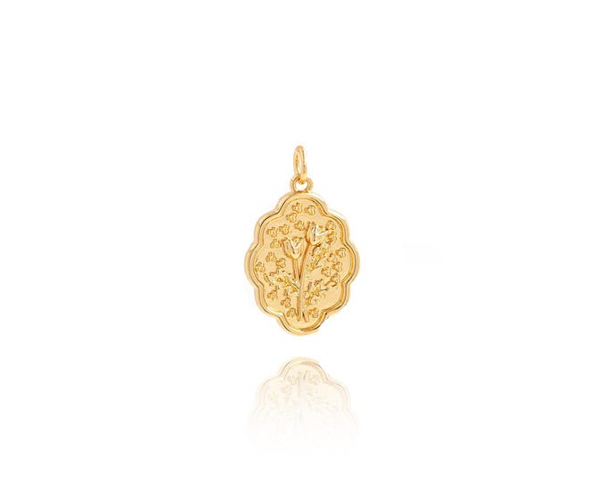 18K Gold Filled Flower Pendant,Oval Flower Pendant Enamel Charms,Simple Pendant DIY Jewelry Making Supply,24.3x14.7x1.5mm