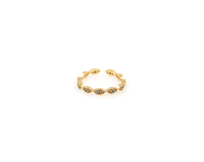 18K Gold Eye Ring,Gold Round Ring,Simple Ring,Gift for Her