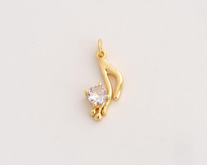 18K Gold Filled Music Note Charm,Dainty Symbol Pendant,CZ Music Note Pendant ,DIY Jewelry Supplies,25.2x12.6x4mm