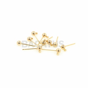 18K shiny gold-plated spherical ear pins, DIY jewelry ear jewelry accessories  1 pair