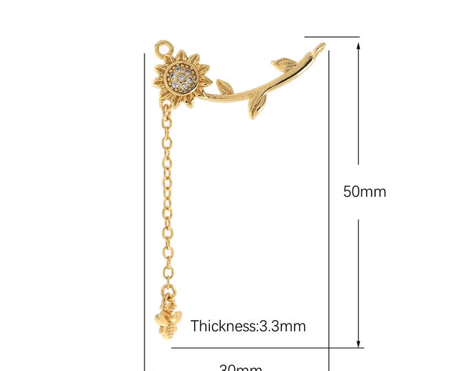 18K Gold Filled Flower Pendant,Gold Dainty Flower Pendant Charms,Simple pendant Bracelet Necklace for DIY Jewelry Making Supply,30x50x3.3mm