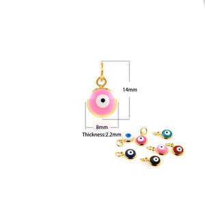 1PCS Demon Eye Pendant 18k Gold Plated Mini Eye Pendant Protection Pendant Gift for Her Mini Pendant Jewelry Supply 8x14x2.2mm