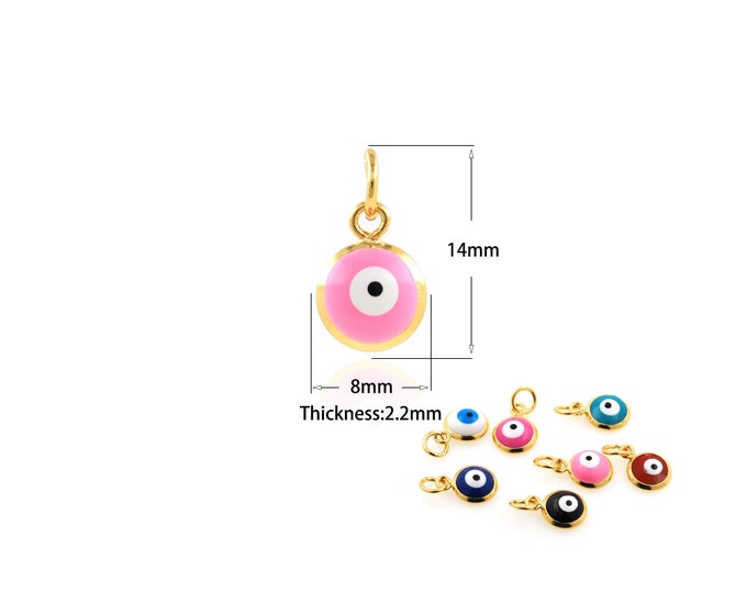 1PCS Demon Eye Pendant 18k Gold Plated Mini Eye Pendant Protection Pendant Gift for Her Mini Pendant Jewelry Supply 8x14x2.2mm