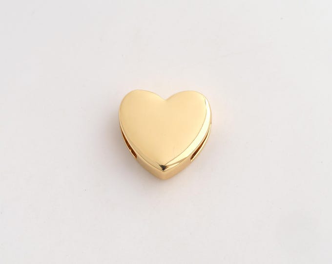 Gold Heart Beads, 18K Gold Filld Love Beads,for Jewelry Making Supplies,18.6x18x6.4mm