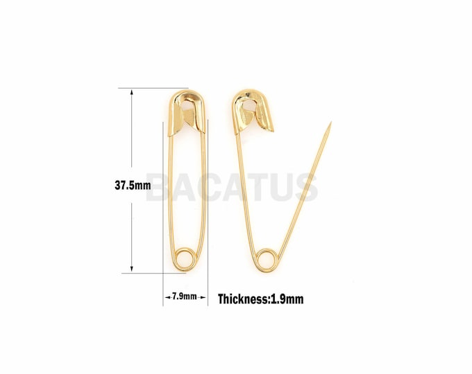 1PCS Safety Pin, Safety Pin Earrings, Safety Pin Jewelry, Gold Safety Pin Earrings, Metal Safety Pin Earrings 37.5x7.9x1.9mm