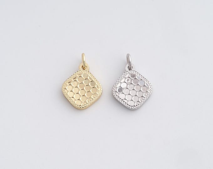 18K Gold Filled Square Pendant,Gold Rectangle Charms,Bracelet Necklace for DIY Jewelry Making 14x9.5x1.7mm