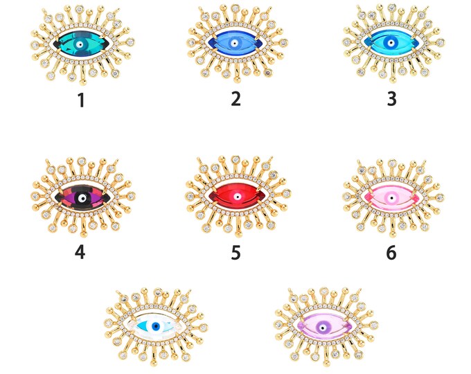 18K Gold Filled Devil Eye Pendant,Gold Dainty Eye Charms,Simple pendant Bracelet Necklace for DIY Jewelry Making Supply