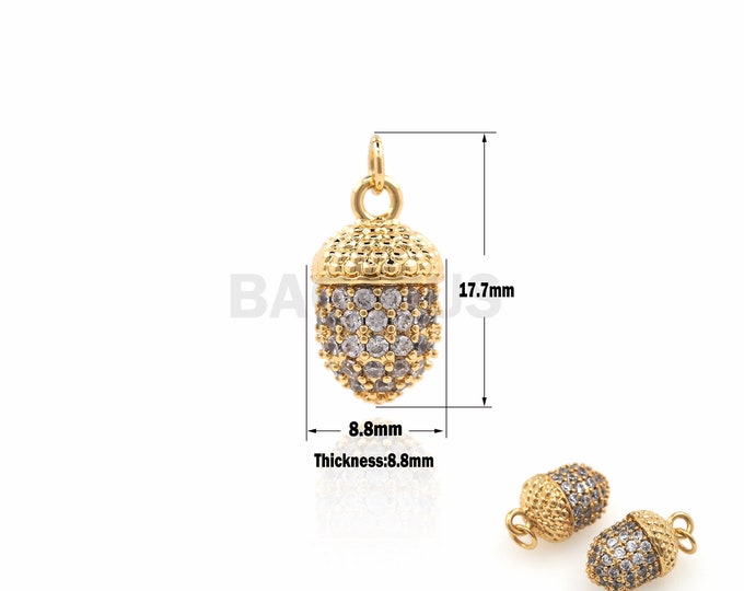 1PCS Pine Cone Pendant Nut Pendant Food Jewelry  Suitable for Bracelet Necklace Jewelry Accessories Gold Filling Micro-Pave 17.7x8.8x8.8mm