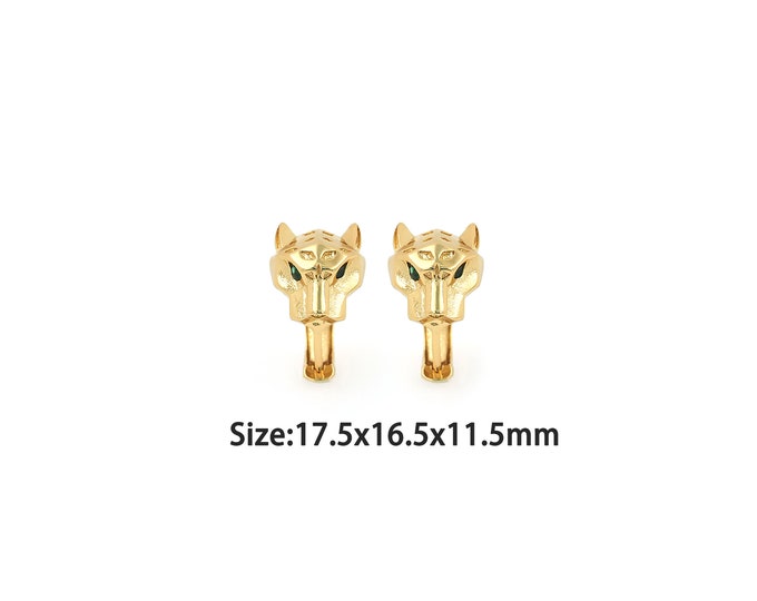1pair 18K Gold Filling Leopard Head Earrings,Gold Dainty Leopard Head Earring,Simple Earrings,Gift for Her
