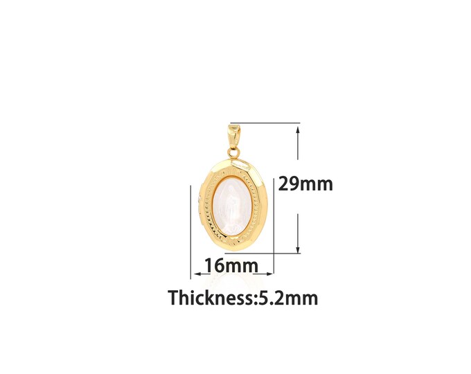 18K Gold Filled Photo Frame Pendant,Gold Dainty Virgin Mary Charms,Simple pendant Bracelet Necklace for DIY Jewelry Making Supply