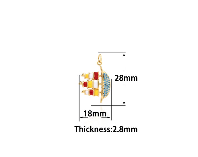 18K Gold Filled Boat Pendant,Gold Dainty Boat Charms,Simple pendant Bracelet Necklace for DIY Jewelry Making Supply