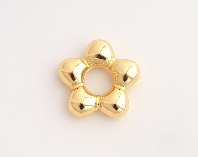 18K Gold Filled Flower Charm,Dainty Flower Pendant,Flower Pendant ,DIY Jewelry Supplies,30x29x7.5mm