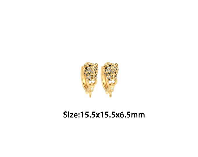 1 pair 18K Gold Filled Leopard Head Earrings,Gold Dainty Leopard Head Earrings,Simple Earrings,Gift for Her