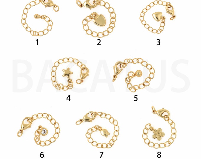 Lobster Clasp Extender, 18K Gold Filled Heart Chain, Tail Chain, Necklace Extender, Bracelet Extender, DIY Jewelry Supplies, 6.5cm