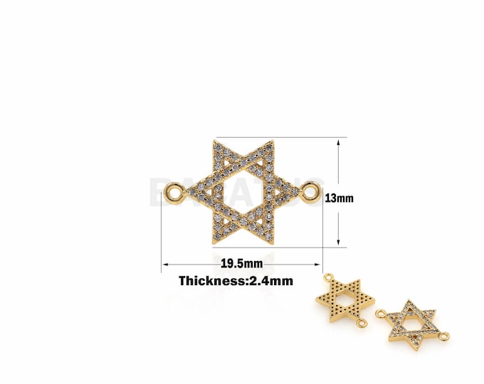 1PCS Cubic Zirconia Polar Star Necklace, Micro-Paved Polaris Connector, Hollow Charm DIY Jewelry Making 18K Gold Filling 19.5x13x2.4 mm