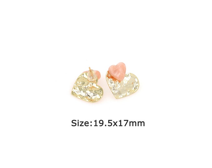 1pair 18K Gold Filling Heart Stud Earrings,Gold Heart  Stud Earring,Simple Stud Earrings,Gift for Her