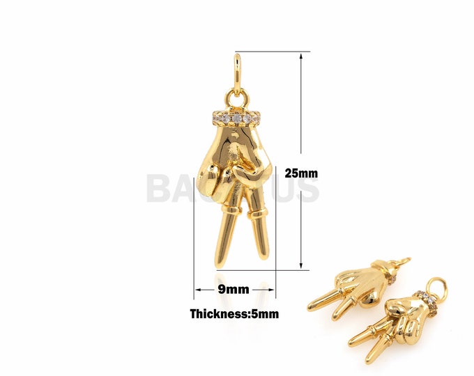 1PCS Gesture Necklace Gesture Pendant Two-Finger Charm Suitable For Necklace Jewelry Micro-Pave 18K Gold Fill 25x9x5mm